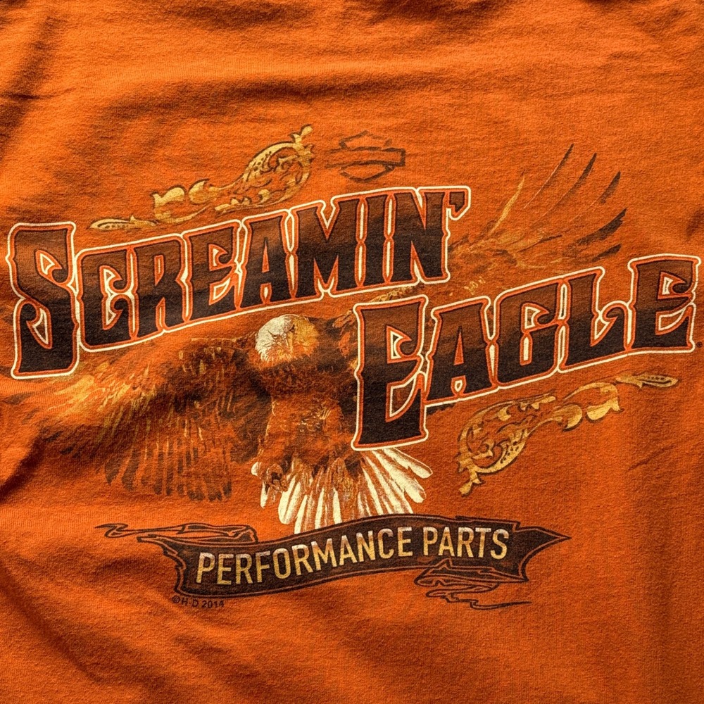 Harley Davidson Screamin Eagle Performance Parts Orange T Shirt Men's Small  Tee - Picture 3 of 4